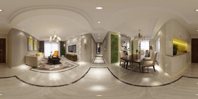 panoramic modern style living room restaurant space 33 3D Model .c4d .max .obj .3ds .fbx .stl .blend 
