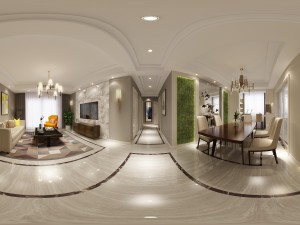 panoramic modern style living room restaurant space 33 3D मॉडल