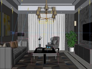 panoramic modern style living room restaurant space 33 3Dモデル