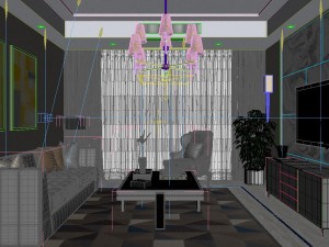 panoramic modern style living room restaurant space 33 3Dモデル