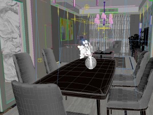 panoramic modern style living room restaurant space 33 3Dモデル