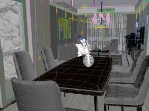 panoramic modern style living room restaurant space 33 3D Model