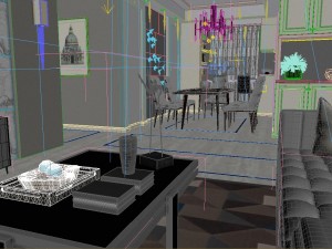 panoramic modern style living room restaurant space 33 3Dモデル