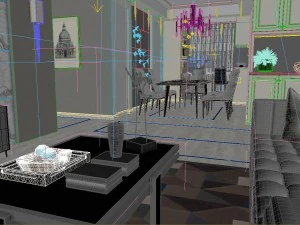 panoramic modern style living room restaurant space 33 3D Model