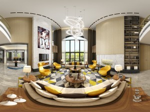 panoramic modern style living room restaurant space 34 3D Model