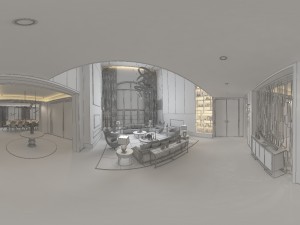panoramic modern style living room restaurant space 34 3D 模型