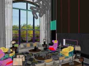 panoramic modern style living room restaurant space 34 3D 模型