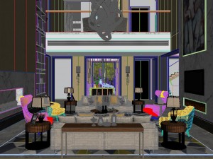 panoramic modern style living room restaurant space 34 3D 模型
