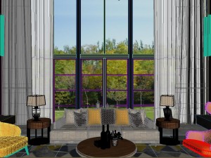 panoramic modern style living room restaurant space 34 3D 模型