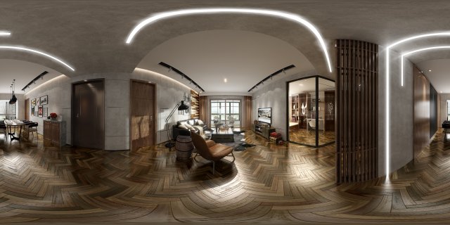 panoramic modern style family living room restaurant 35 Modello 3D .c4d .max .obj .3ds .fbx .stl .blend 