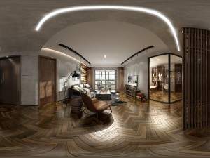 panoramic modern style family living room restaurant 35 3D Модель