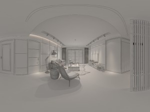 panoramic modern style family living room restaurant 35 Modello 3D