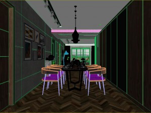 panoramic modern style family living room restaurant 35 Modello 3D
