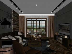 panoramic modern style family living room restaurant 35 Modello 3D