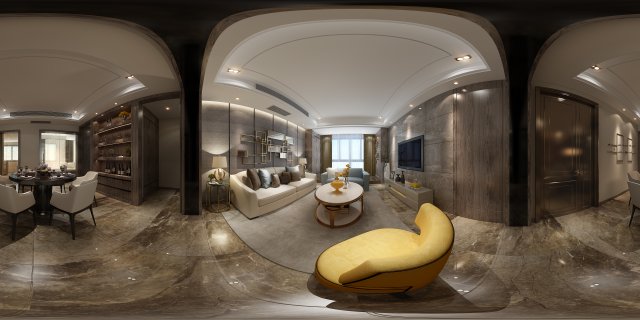 panoramic modern style living room restaurant space 36 Modelo 3D .c4d .max .obj .3ds .fbx .stl .blend 