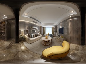 panoramic modern style living room restaurant space 36 3D Модель