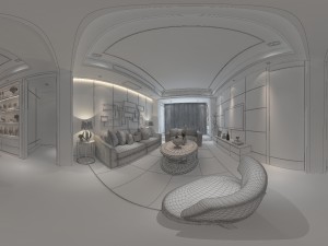 panoramic modern style living room restaurant space 36 Modelo 3D