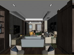 panoramic modern style living room restaurant space 36 Modelo 3D