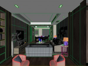 panoramic modern style living room restaurant space 36 Modelo 3D