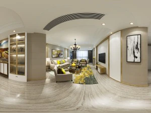 panoramic modern style living room restaurant space 37 3D Model