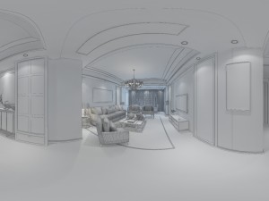 panoramic modern style living room restaurant space 37 Model 3D