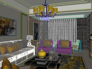 panoramic modern style living room restaurant space 37 Model 3D