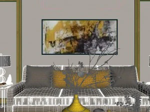 panoramic modern style living room restaurant space 37 3D Model