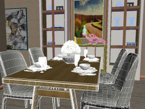panoramic modern style living room restaurant space 37 3D Model