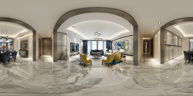 panoramic modern style living room restaurant space 38 3D Model .c4d .max .obj .3ds .fbx .stl .blend 