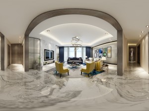 panoramic modern style living room restaurant space 38 3D Model
