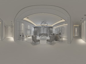 panoramic modern style living room restaurant space 38 Modelo 3D