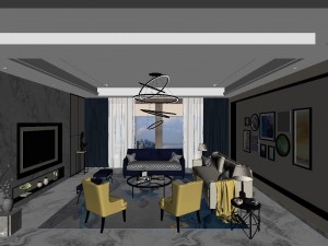 panoramic modern style living room restaurant space 38 Modelo 3D