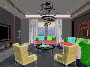 panoramic modern style living room restaurant space 38 Modelo 3D
