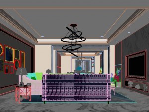 panoramic modern style living room restaurant space 38 Modelo 3D