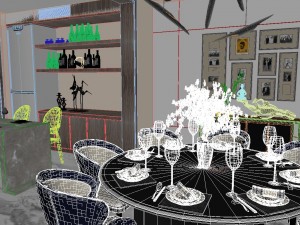 panoramic modern style living room restaurant space 38 Modelo 3D