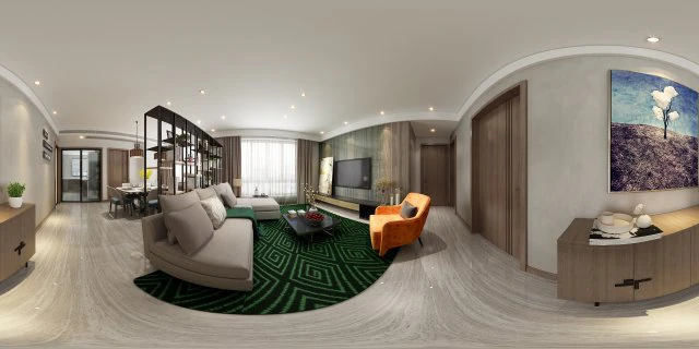 panoramic modern style living room restaurant space 39 3D Model .c4d .max .obj .3ds .fbx .stl .blend 
