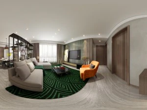 panoramic modern style living room restaurant space 39 3D Model