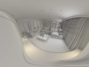 panoramic modern style living room restaurant space 39 3D Model