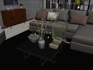 panoramic modern style living room restaurant space 39 3D Model