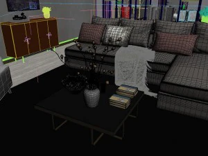 panoramic modern style living room restaurant space 39 3D Model