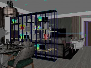 panoramic modern style living room restaurant space 39 3D Модель