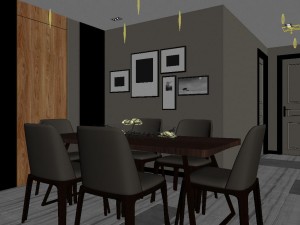 panoramic modern style living room restaurant space 40 3D Model