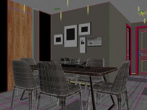 panoramic modern style living room restaurant space 40 3D Model