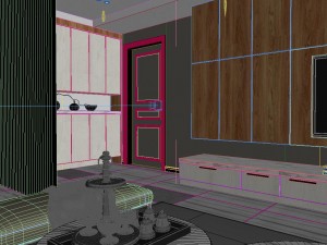 panoramic modern style living room restaurant space 40 3D Model