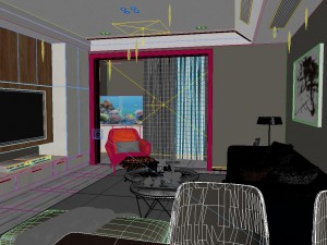 panoramic modern style living room restaurant space 40 3D Model