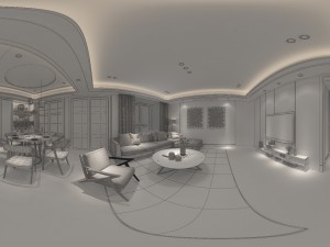 panoramic modern style living room restaurant space 41 Model 3D