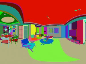 panoramic modern style living room restaurant space 41 3D Model
