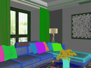 panoramic modern style living room restaurant space 41 Model 3D