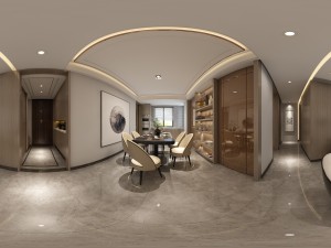 panoramic modern style living room restaurant space 42 3D Model