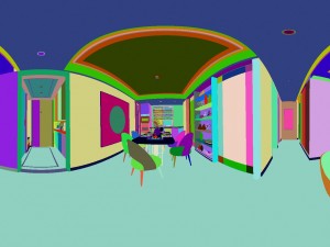 panoramic modern style living room restaurant space 42 3D Modell